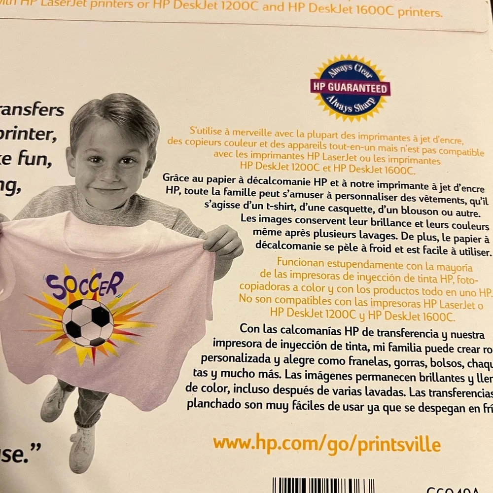 2 Packs New Sealed HP Inkjet T-Shirt Transfer Iron-On Sheets, 10 sheets New